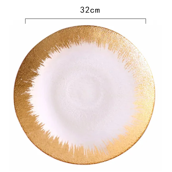 Dĩa thủy tinh phối vàng