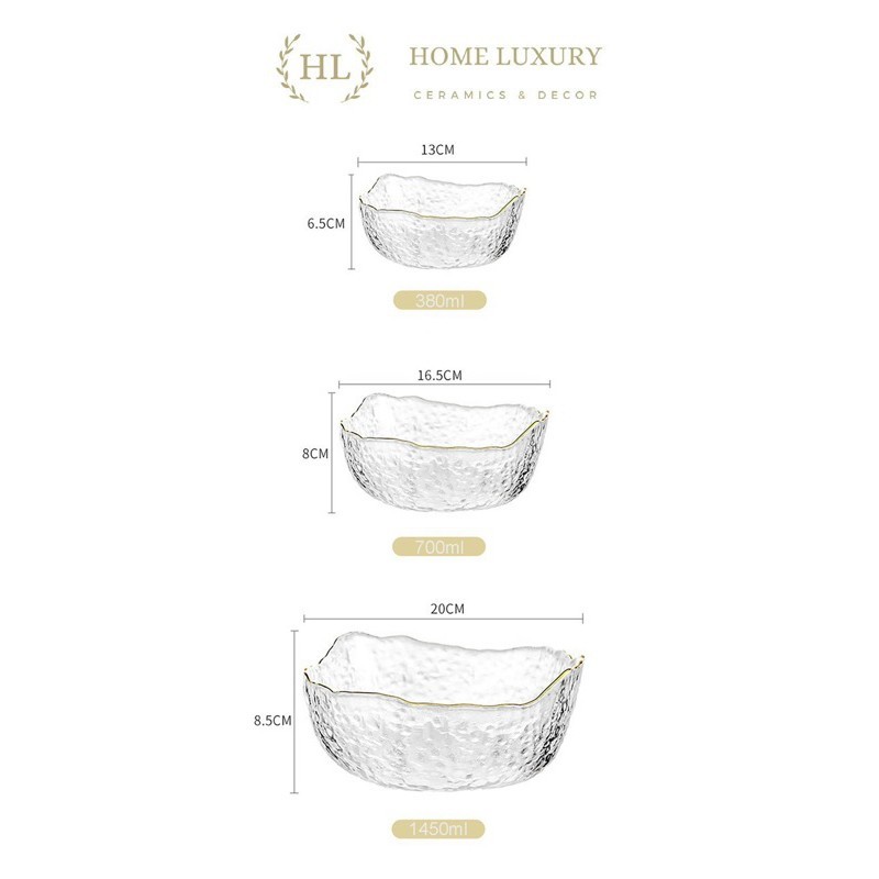 Bộ 3 Tô/Bát thủy tinh sang trọng