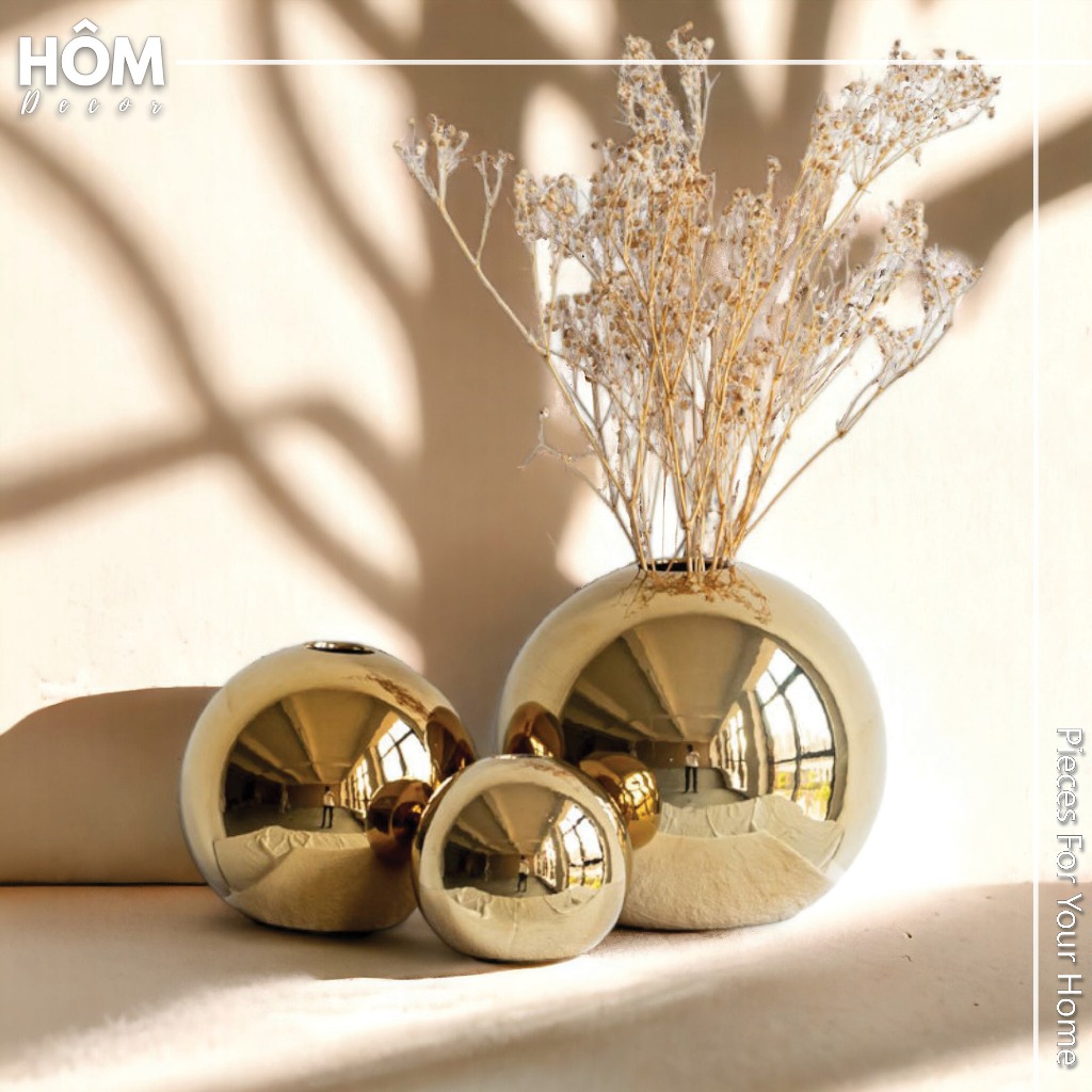 Bình Gốm Quả Cầu vàng đồng