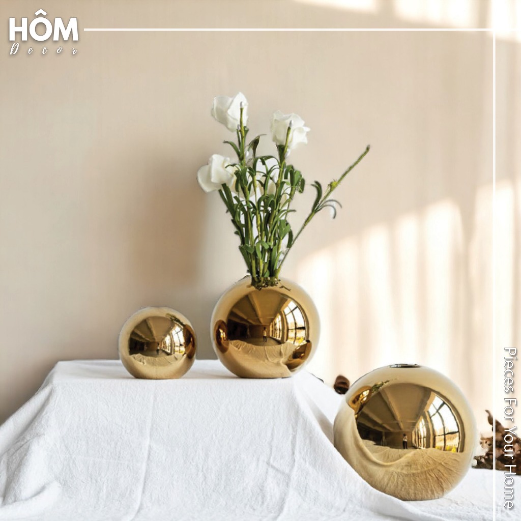 Bình Gốm Quả Cầu vàng đồng