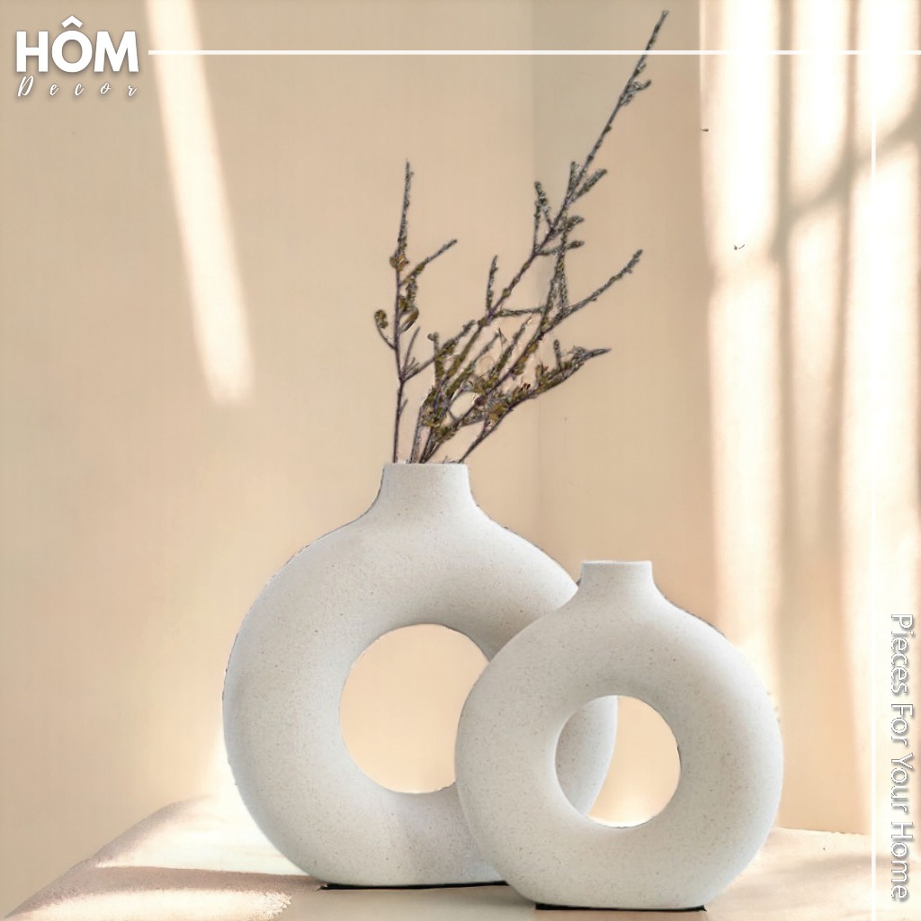 Bình gốm hình bánh Donut