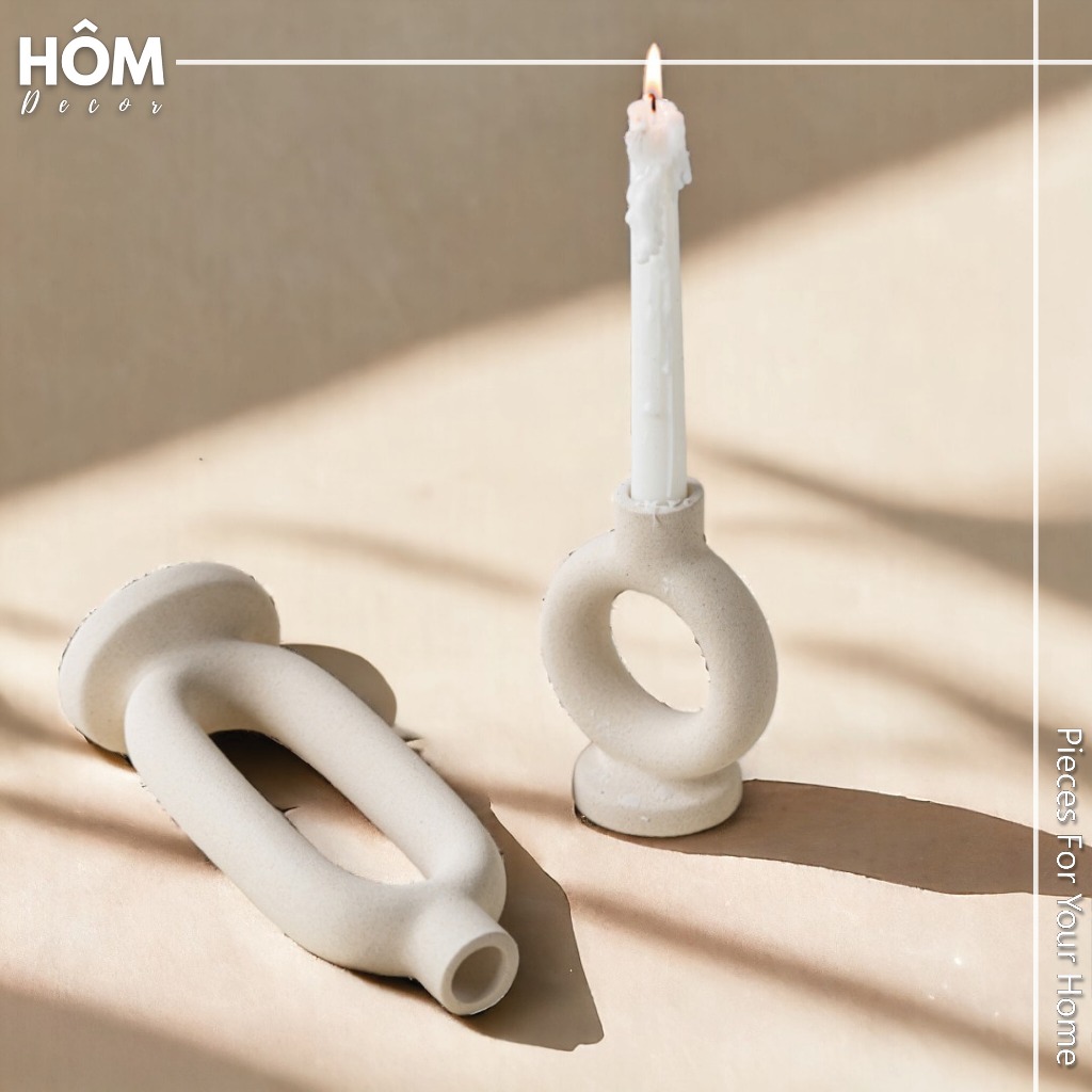 Chân nến gốm trang trí