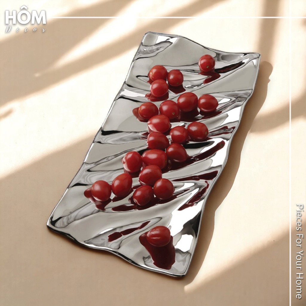 Khay lượn sóng trang trí chữ nhật