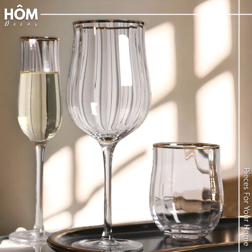 Bộ ly thủy tinh uống rượu hình bông Tulip