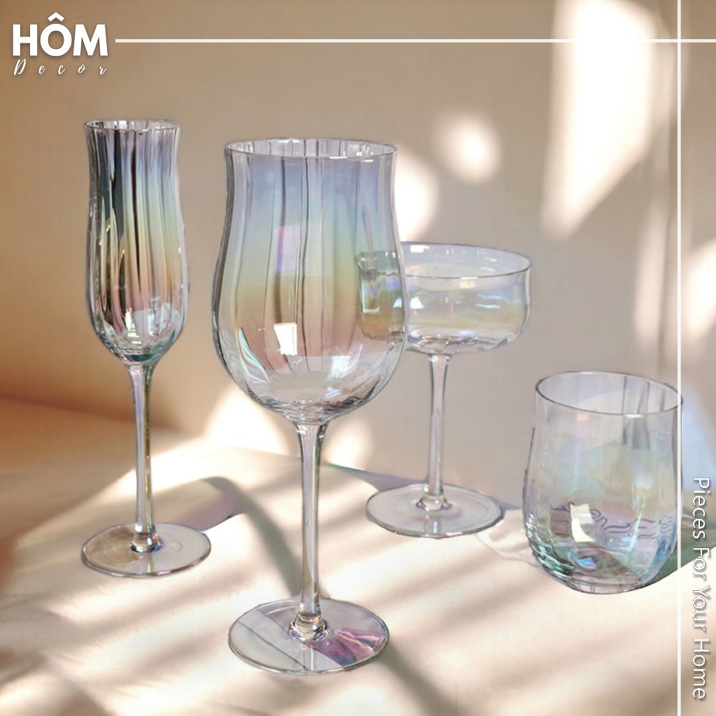 Bộ ly thủy tinh uống rượu hình bông Tulip