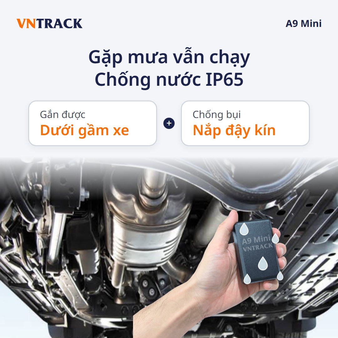 Định vị A9 Mini chống nước IP65, gắn được dưới gầm xe, nắp đậy kín chống bụi