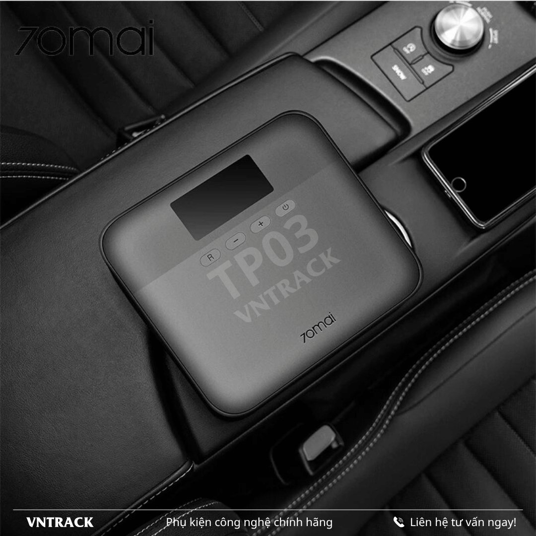 Máy bơm lốp ô tô 70mai TP03 đặt trong khoang xe, phân phối bởi Vntrack