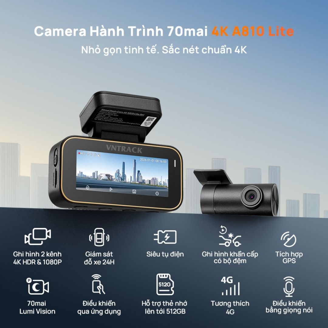 Camera hành trình 70mai A810 Lite và mười tính năng chính