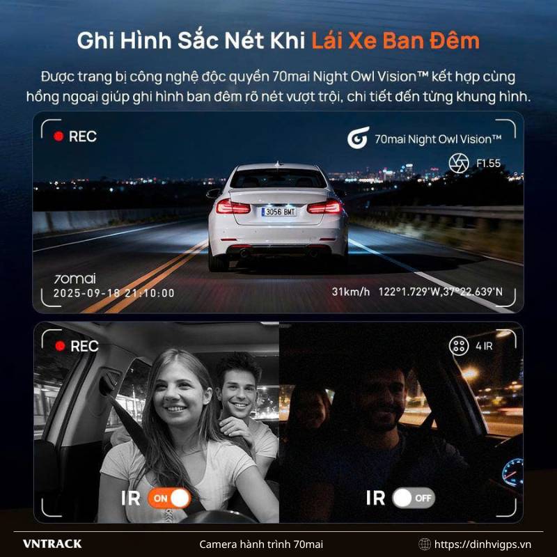 Nổi bật với khả năng ghi hình sắc nét khi lái xe vào ban đêm của 70mai T400