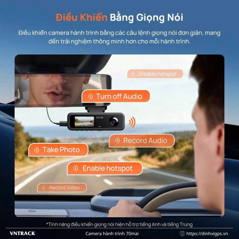 70mai T400 có thể điều khiển bằng giọng nói