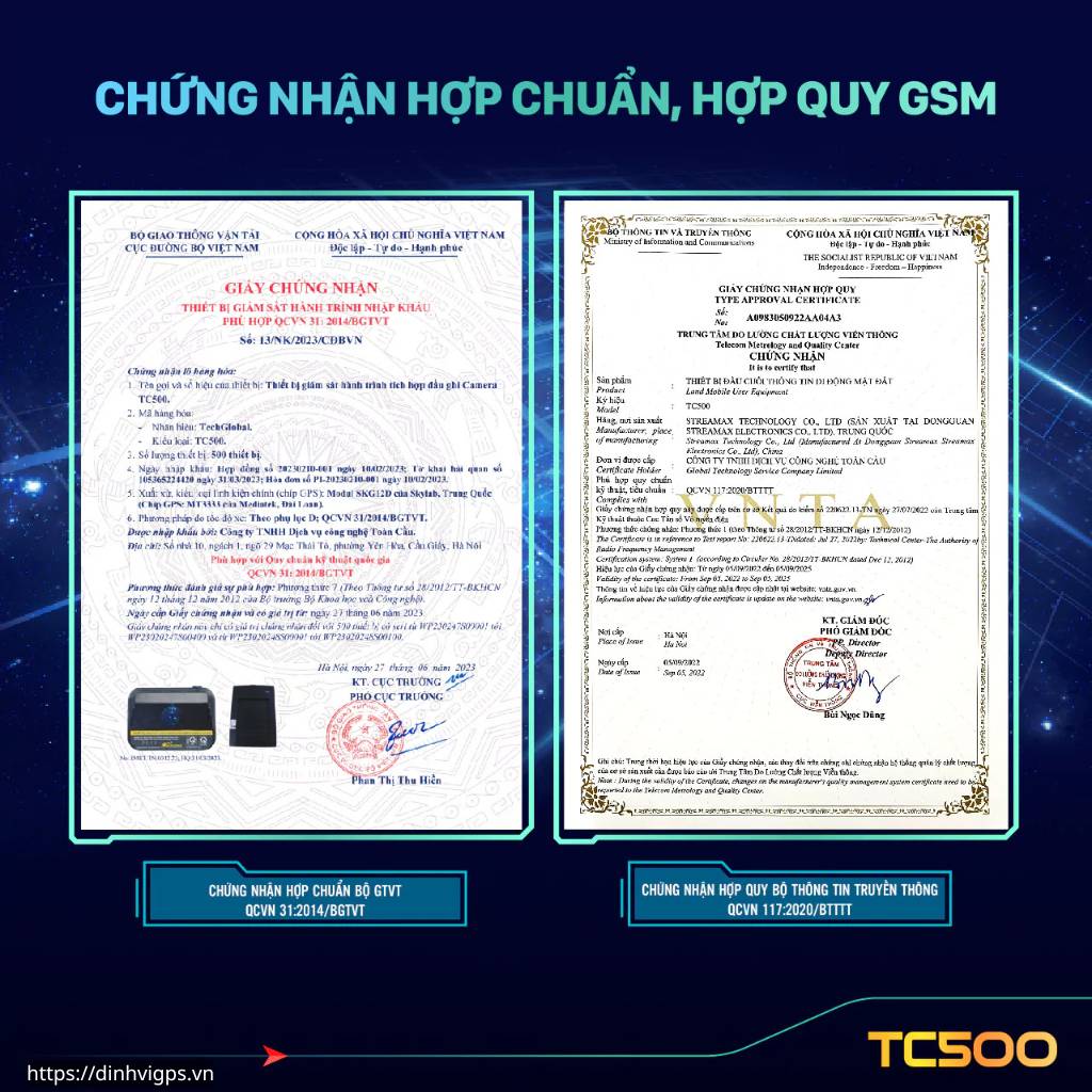 Giấy chứng nhận hợp quy camera nghị định 10 TC500 theo QCVN 31:2014/BGTVT