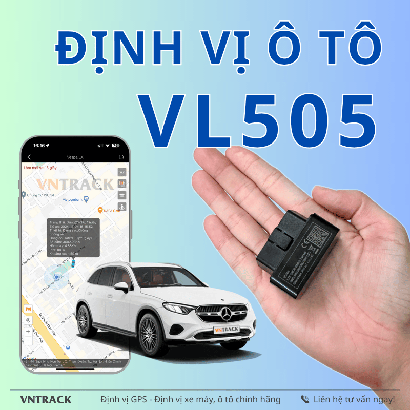 Định Vị Ô Tô VL505 4G | Cắm cổng OBD II, Siêu nhỏ gọn, Kín Đáo