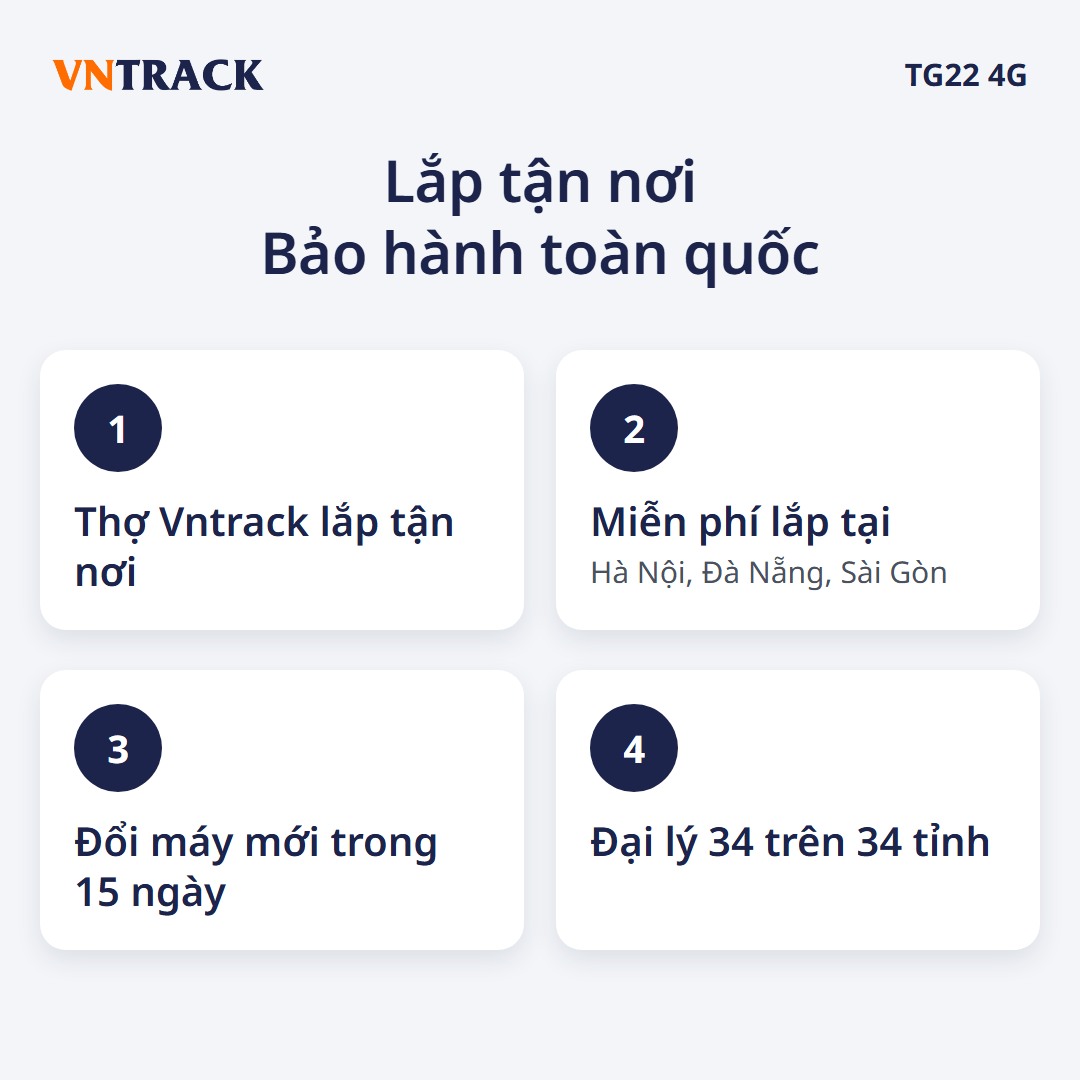Vntrack lắp TG22 miễn phí tại Hà Nội, Đà Nẵng, Sài Gòn, đổi máy mới trong 15 ngày