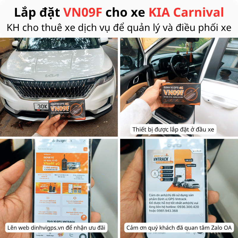 Lắp đặt Định vị VN09F cho xe KIA Carnival