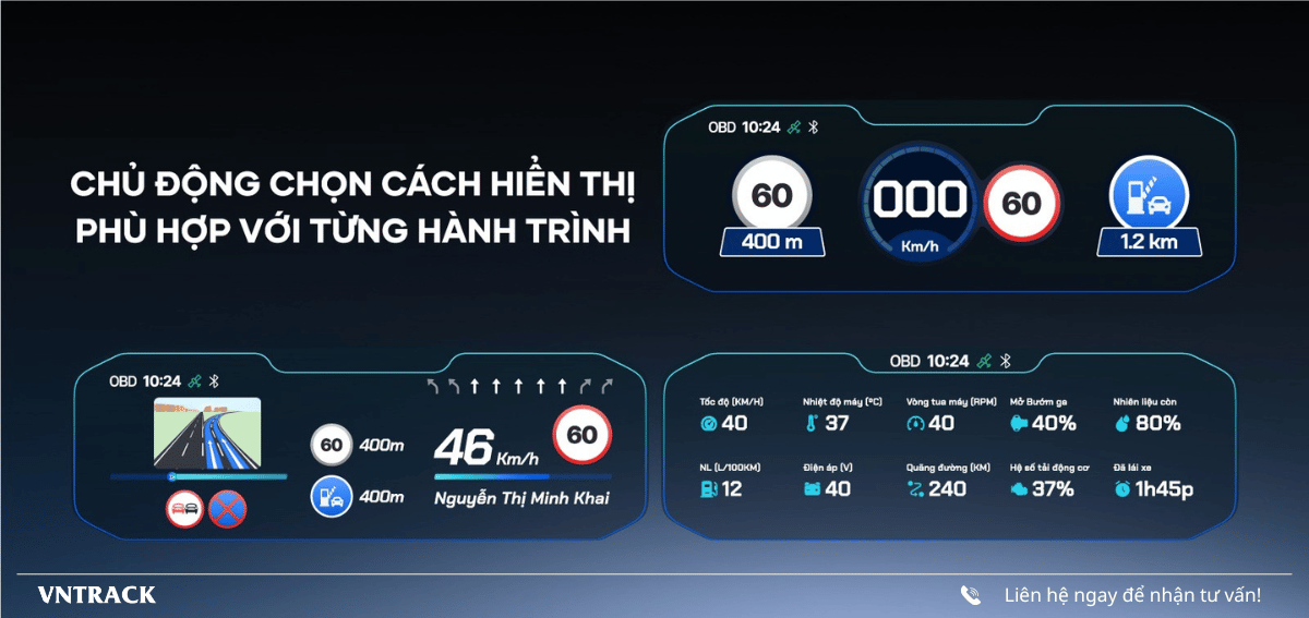 Vietmap H50 chủ động trong cách hiển thị phù hợp với từng hành trình
