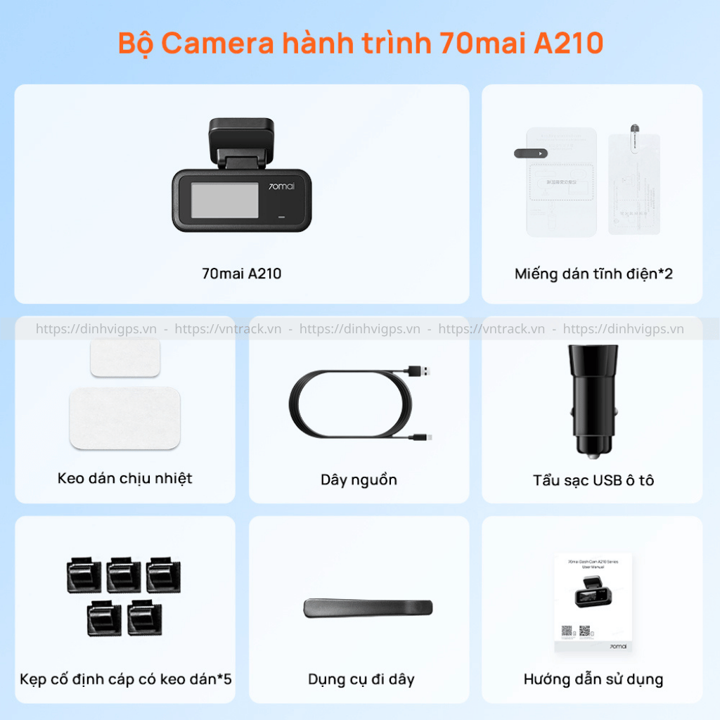Camera hành trình 70mai A210 giá rẻ, ghi trước sau 1080P