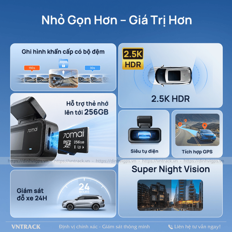 Camera hành trình 70mai A410 Neo - Siêu tụ điện, ghi hình 2,5K HDR