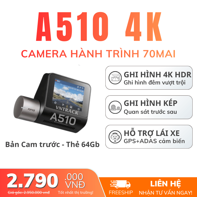 Camera hành trình 70mai A510 | Ghi hình 3K HDR, Lựa chọn tối ưu