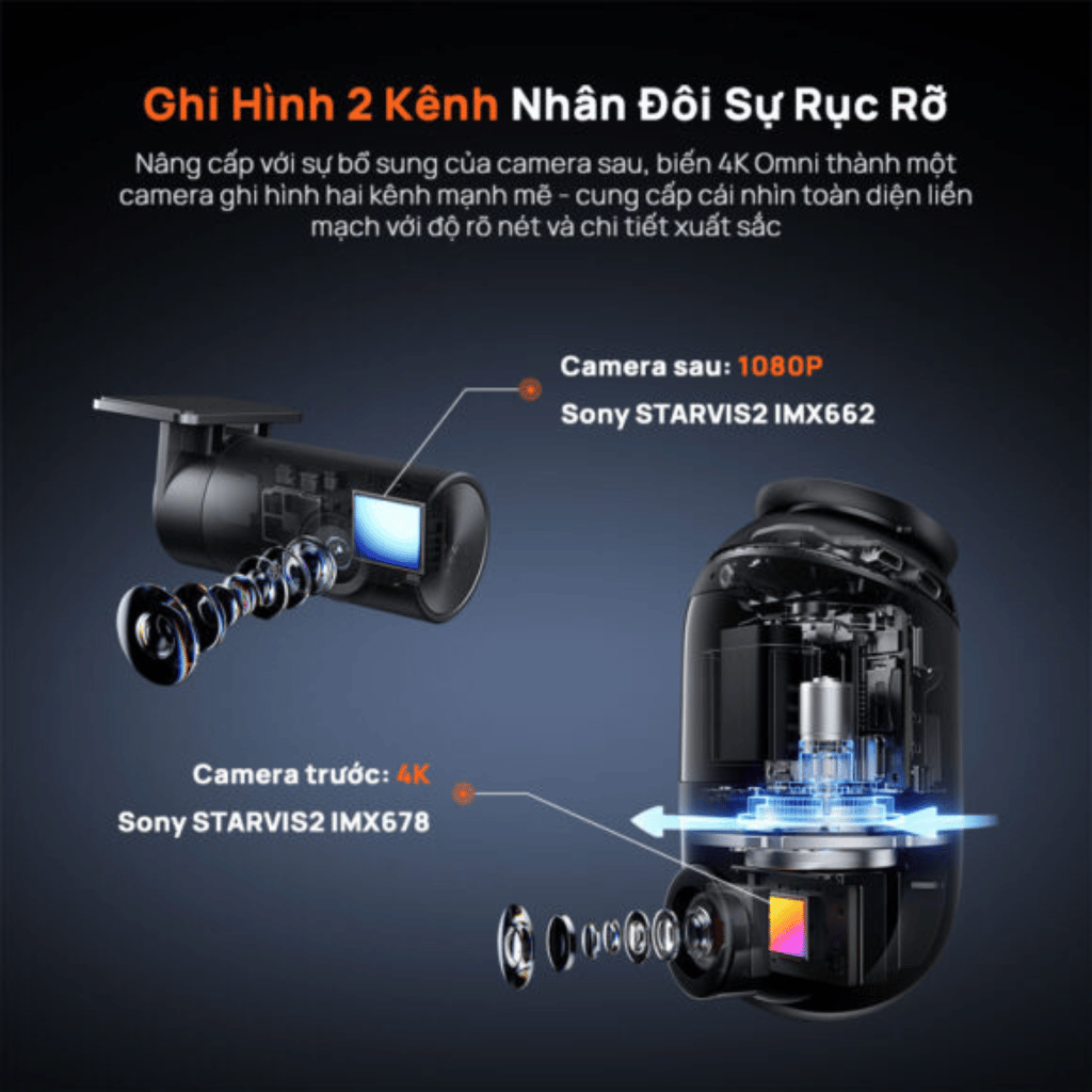 Camera hành trình 70mai Omni X800 4K | Xoay 360°, Ghi hình 4K 60FPS