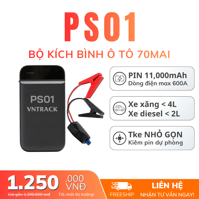 70mai PS01 - Kích Bình Ắc Quy Ô Tô 11000mAh, Xe Xăng <4L, Xe Dầu <2L