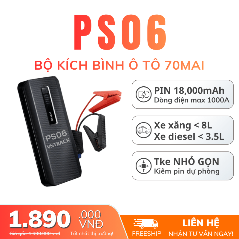 70mai PS06 - Kích Bình Ắc Quy Ô Tô | 18000mAh, Xe Xăng <8L, Dầu <3.5L