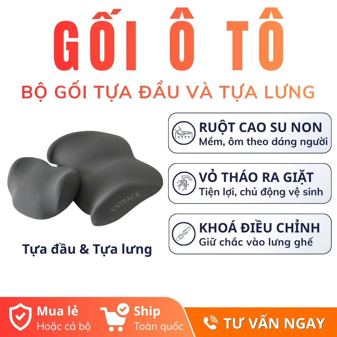 Bộ gối tựa đầu và tựa lưng ô tô 70mai, ruột cao su non, vỏ tháo ra giặt được