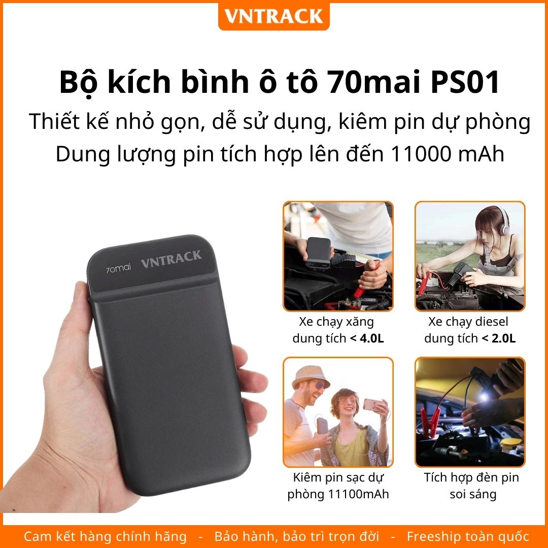 Bộ Kích Bình Ô Tô 70 Mai PS01 | 11100mAh, Kiêm Sạc Dự Phòng, Có Đèn Pin