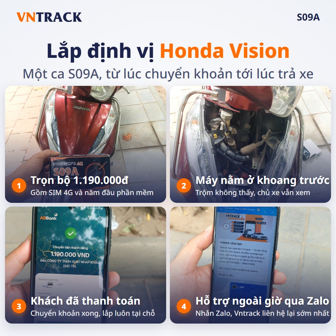 Định Vị GPS S09A 4G - Chống Trộm Xe Máy, Quản Lý Ô Tô Hiệu Quả