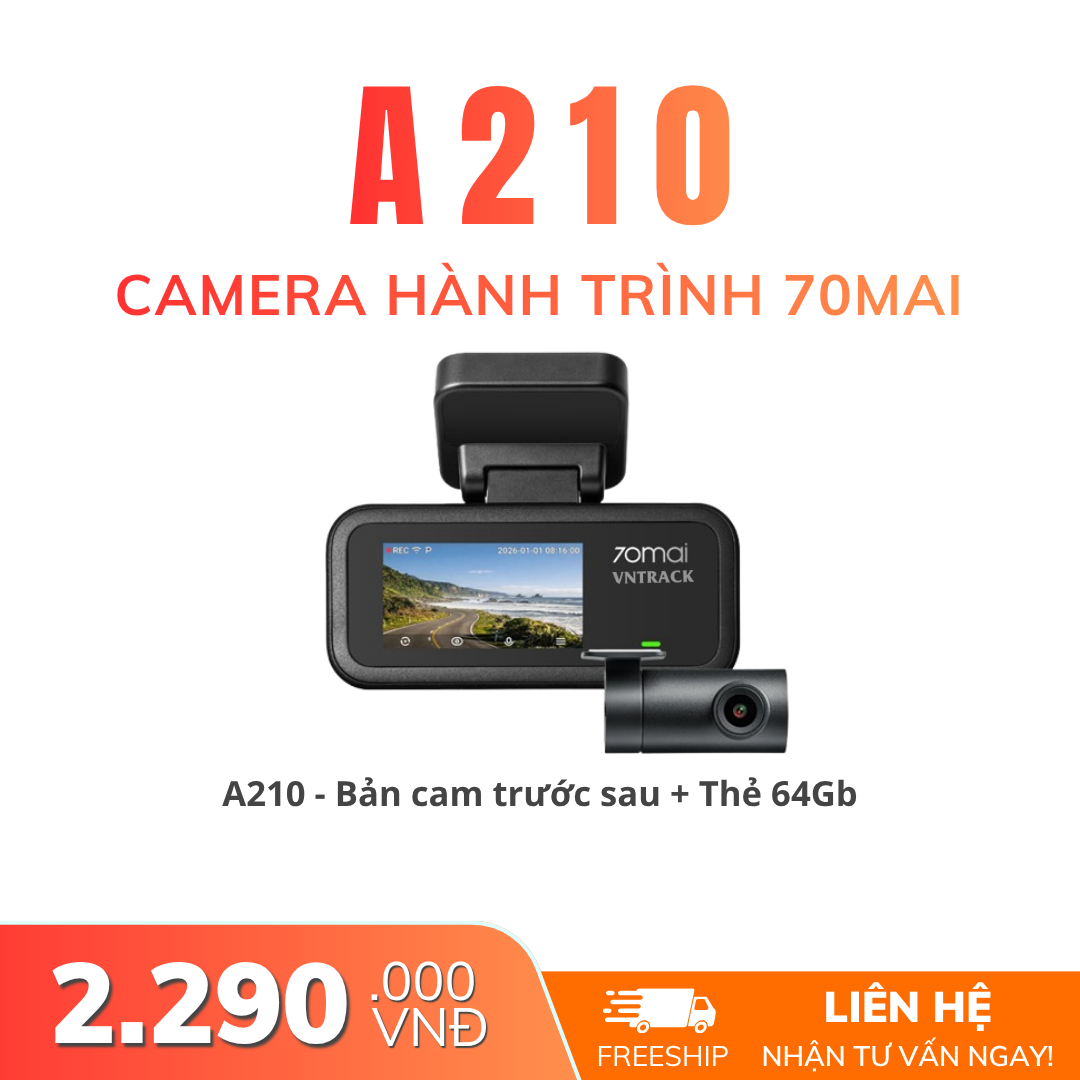 Camera hành trình 70mai A210 giá rẻ, ghi trước sau 1080P