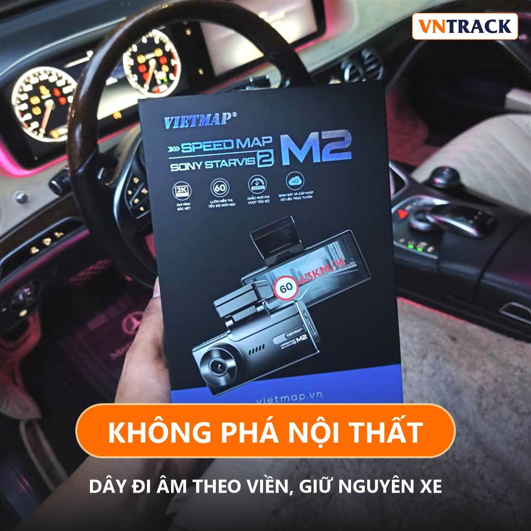 Lắp camera hành trình Vietmap SpeedMap M2 trong khoang lái xe Mercedes S500