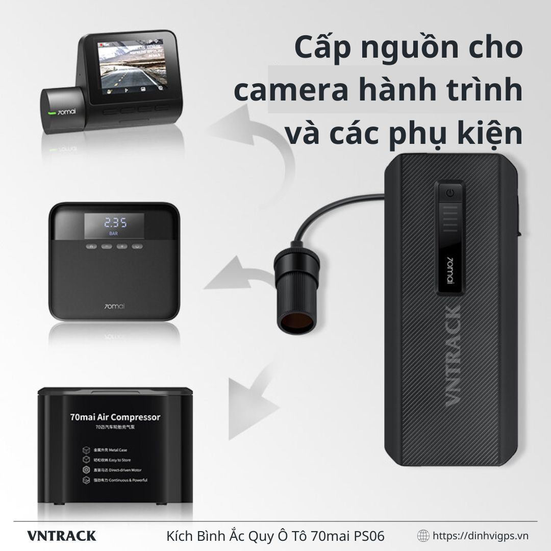 Kích Bình Ắc Quy Ô Tô 70mai PS06 | Pin 18000mAh, Kích xe xăng dưới 8L, Kích xe dầu dưới 3.5L
