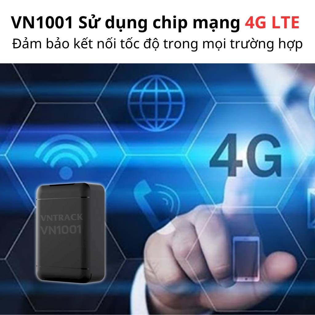 Định Vị Không Dây VN1001 4G | Pin 10000mAh, Từ 25-30 ngày, Chống nước IP65