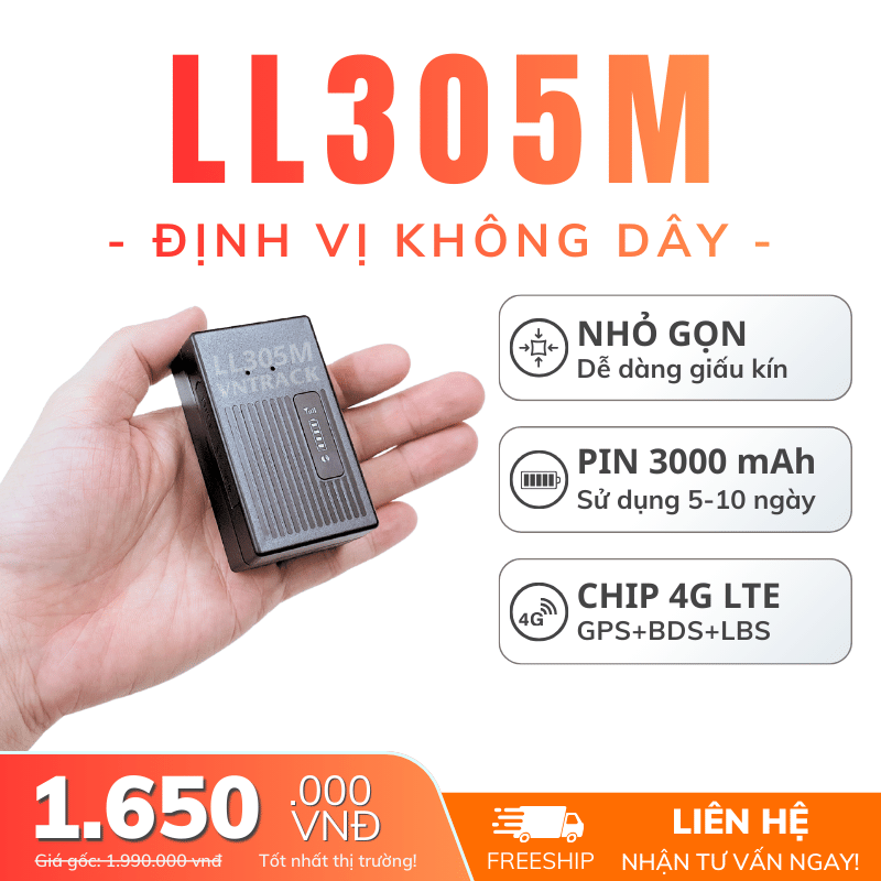 Định Vị Không Dây LL305M 4G | Pin 3000mAh dùng 5-10 ngày, Siêu nhỏ gọn, Chip 4G