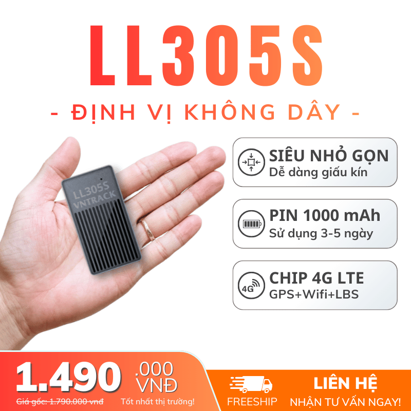 Định Vị Không Dây LL305S 4G | Pin 1000mAh Dùng 3-5 Ngày, Siêu Nhỏ Gọn, Chip 4G