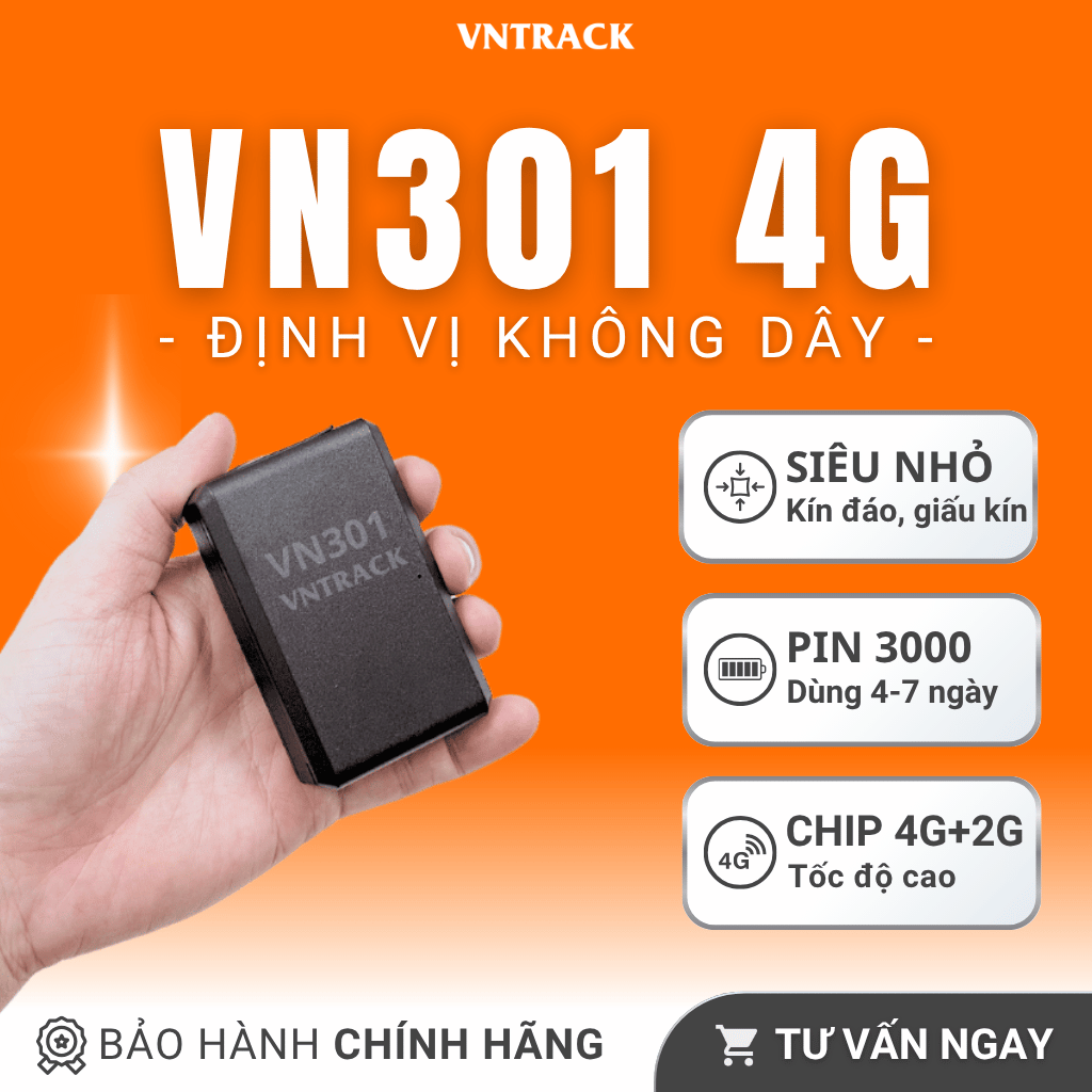 Định Vị Không Dây VN301 4G | Pin 3000mAh, sử dụng 4-7 ngày, Siêu nhỏ gọn