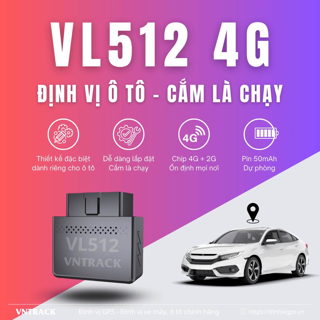Định Vị Ô Tô VL512 4G | Dễ Dàng Cắm cổng OBD II, Chuyên dụng cho ô tô, Cắm là chạy
