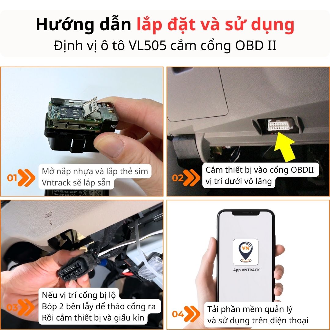 Định Vị Ô Tô VL505 4G | Cắm cổng OBD II, Siêu nhỏ gọn, NEW 2024