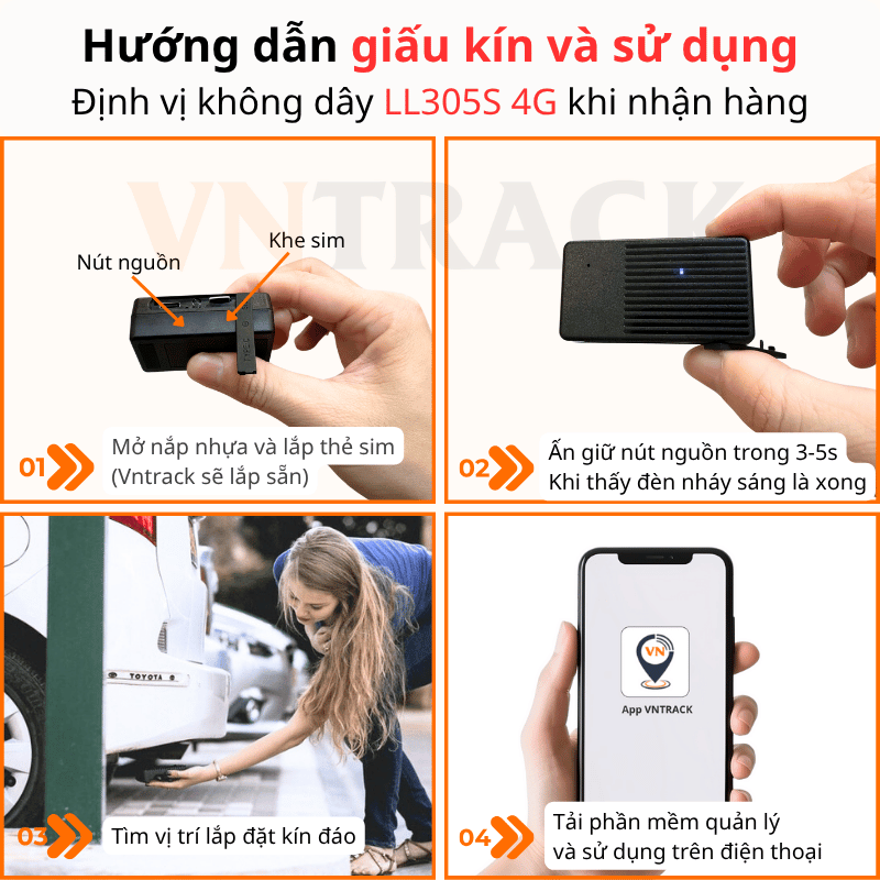 Định Vị Không Dây LL305S 4G | Pin 1000mAh Dùng 3-5 Ngày, Siêu Nhỏ Gọn, Chip 4G