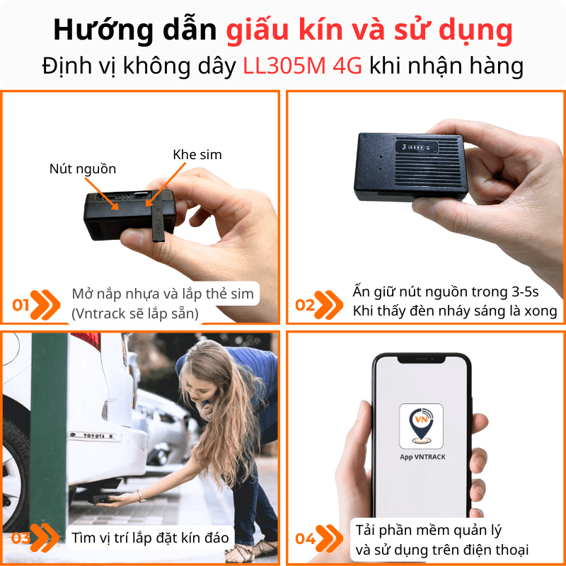 Định Vị Không Dây LL305M 4G | Pin 3000mAh dùng 5-10 ngày, Siêu nhỏ gọn, Chip 4G