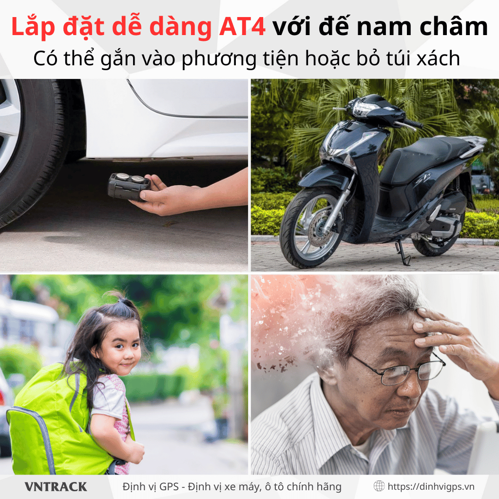 Định vị không dây AT4 4G | Pin 10000mAh, Dùng 20-30 ngày, Chắc chắn, chống nước