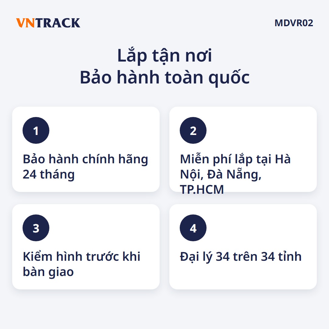 Bảo hành chính hãng 24 tháng, miễn phí lắp MDVR02 tại Hà Nội, Đà Nẵng và TP.HCM