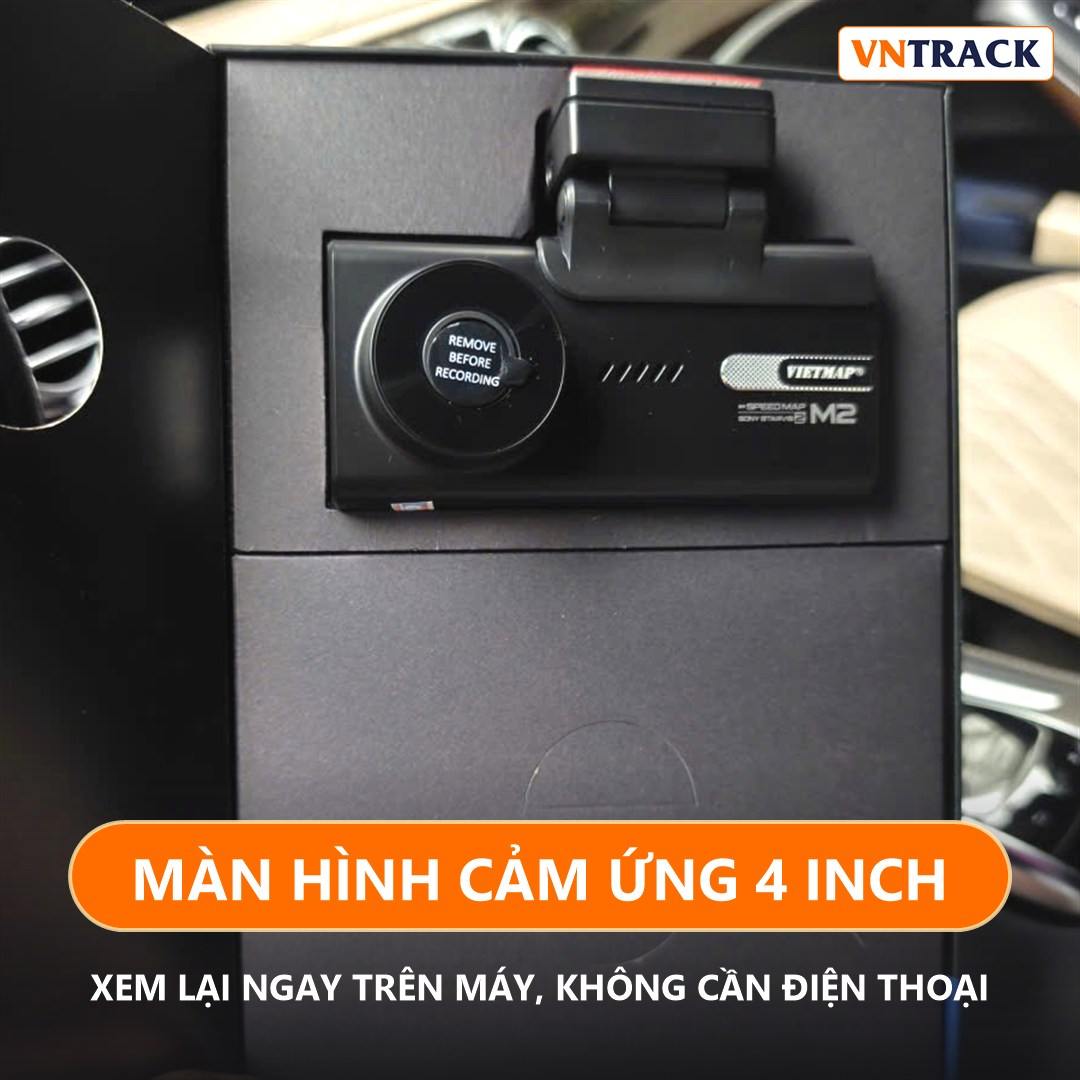 Mở hộp camera hành trình Vietmap SpeedMap M2 chính hãng, thân máy có màn hình cảm ứng