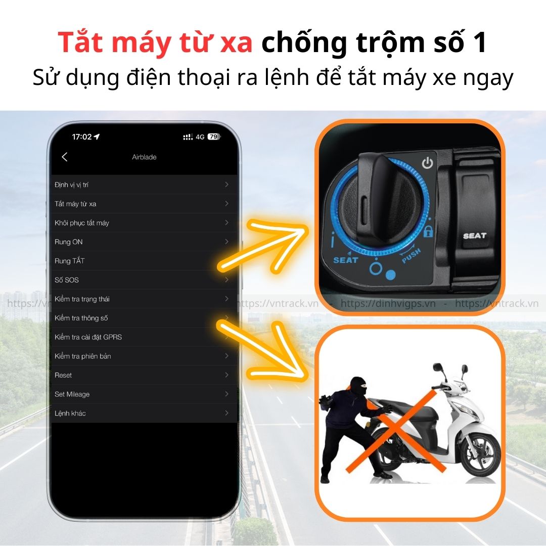Định Vị Xe Máy, Ô Tô VN09F 4G | Tắt Máy Từ Xa, Nhận biết Tắt Mở Động Cơ