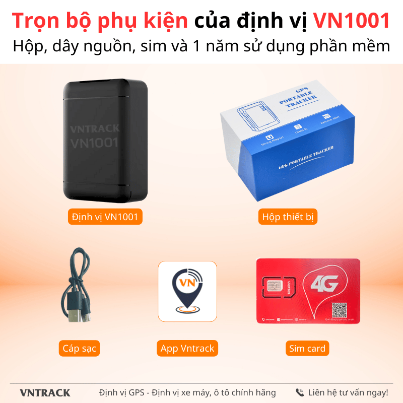 Định Vị Không Dây VN1001 4G | Pin 10000mAh, Từ 25-30 ngày, Chống nước IP65
