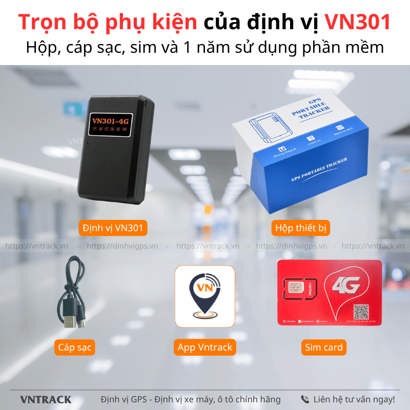 Định Vị Không Dây VN301 4G | Pin 3000, dùng 4-7 ngày, Siêu nhỏ gọn