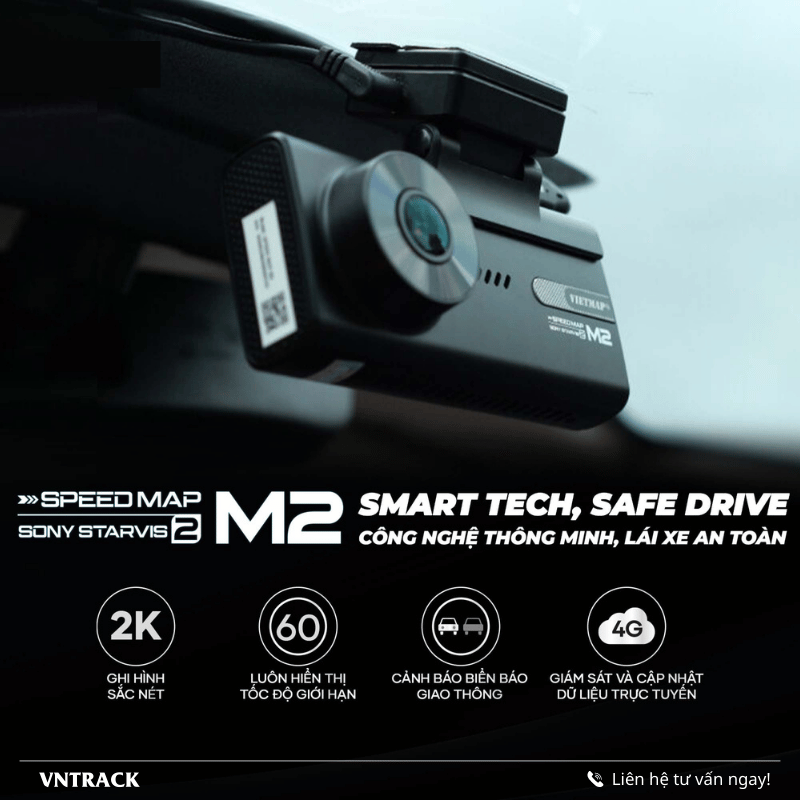 Vietmap Speedmap M2 - Kết nối 4G, Ghi Hình 2K, Cảnh Báo Giao Thông
