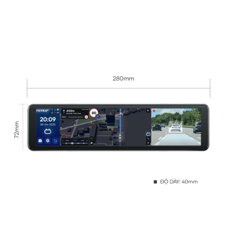 Vietmap V740 - Camera Hành Trình Gương Android Đa Năng
