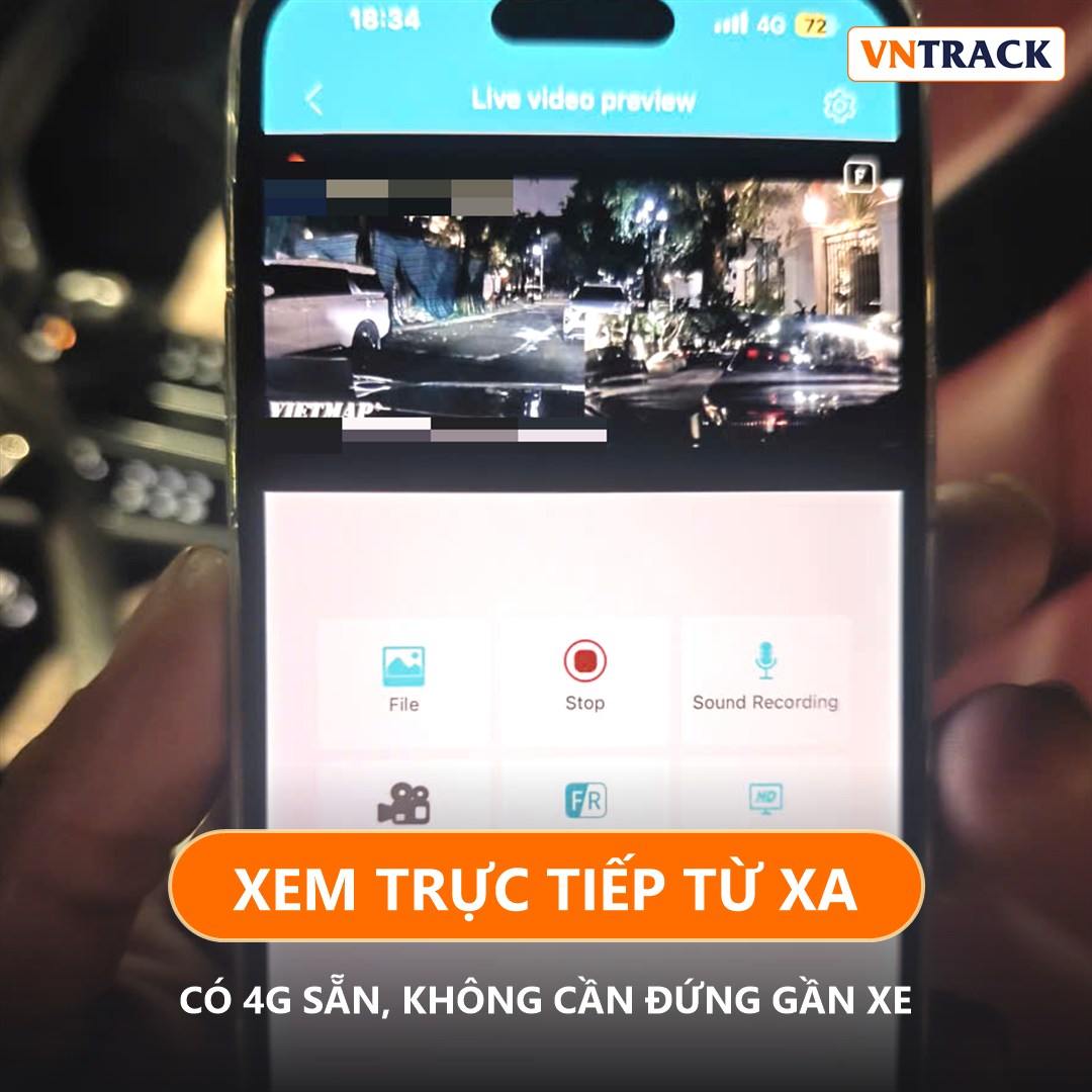 Xem trực tiếp camera trước và sau của Vietmap SpeedMap M2 trên điện thoại qua 4G