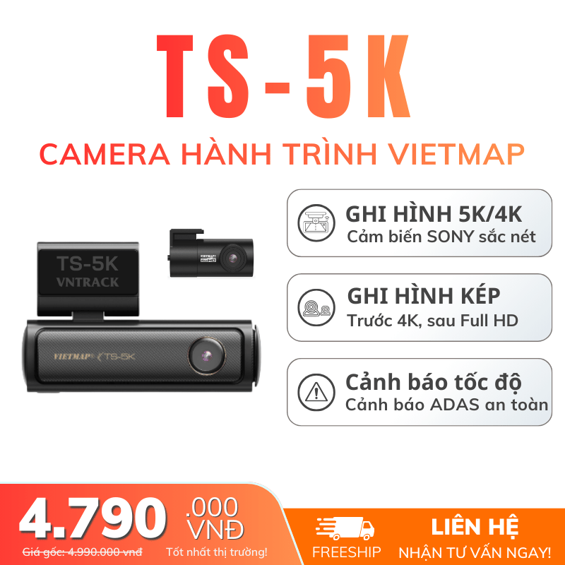 Vietmap TS-5K | Camera Hành Trình 4K, Cảnh Báo Giao Thông