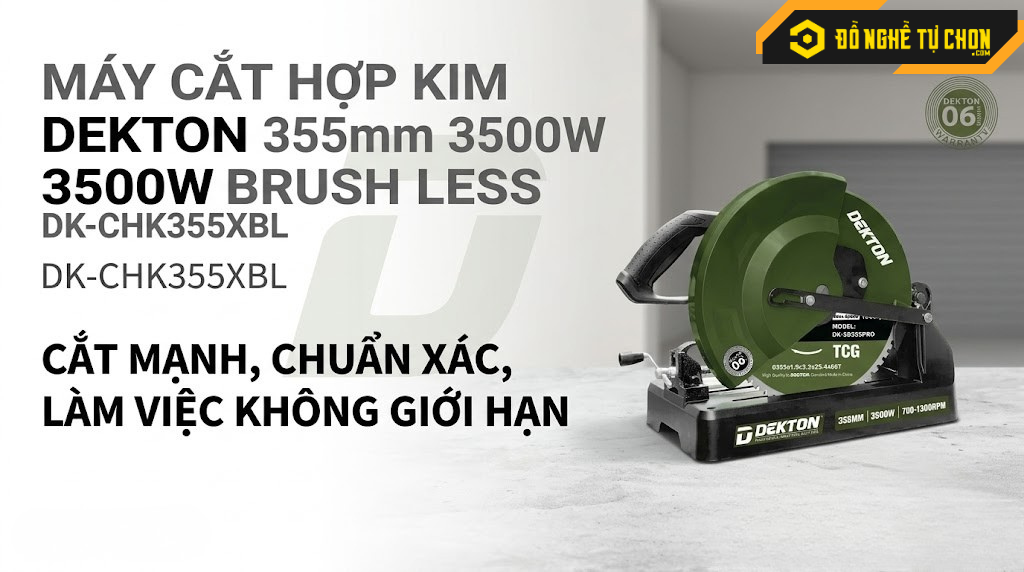 🔥 Máy Cắt Hợp Kim Dekton 355mm 3500W Brushless DK-CHK355XBL – Cắt Mạnh, Chuẩn Xác, Làm Việc Không Giới Hạn